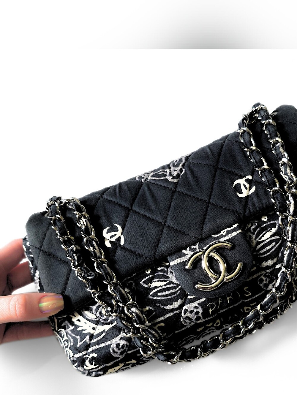Chanel Paris Dallas Bandana Paisley Print Single Flap Bag Black